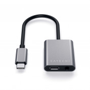 Satechi USB-C to 3.5mm Headphone Jack Adapter - активен адаптер USB-C към 3.5 мм. аудио изход и USB-C изход (сив) 3