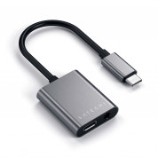 Satechi USB-C to 3.5mm Headphone Jack Adapter - активен адаптер USB-C към 3.5 мм. аудио изход и USB-C изход (сив) 1