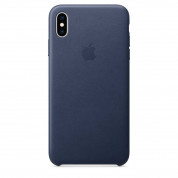 Apple iPhone Leather Case - оригинален кожен кейс (естествена кожа) за iPhone XS (тъмносин)