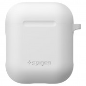 Spigen Airpods Silicone Case - силиконов калъф с карабинер за Apple Airpods и Apple Airpods 2 (бял) 1