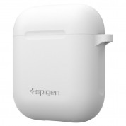 Spigen Airpods Silicone Case - силиконов калъф с карабинер за Apple Airpods и Apple Airpods 2 (бял) 2