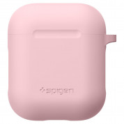 Spigen Airpods Silicone Case - силиконов калъф с карабинер за Apple Airpods и Apple Airpods 2 (розов) 1