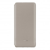 Huawei Wallet Cover Case - оригинален кожен калъф с поставка за Huawei P30 Pro (бежов)
