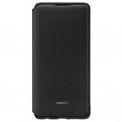 Huawei Wallet Cover Case - оригинален кожен калъф с поставка за Huawei P30 (черен)
