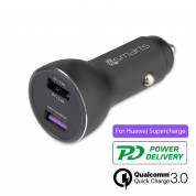 4smarts Fast Car Charger Set with Fast Charge and Power Delivery - зарядно за кола с USB-C и MicroUSB кабел (черен) 1