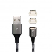 4smarts Magnetic USB Cable GRAVITYCord 2.0 with Two Lightning Connectors - кабел с магнитен накрайник с два Lightning конекторa за устройства с Lightning (100см) (сив)
