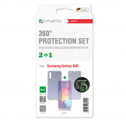 4smarts 360° Protection Set Limited Cover - тънък силиконов кейс и стъклено защитно покритие за дисплея на Samsung Galaxy A50 (прозрачен) 2