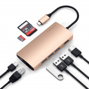 Satechi USB-C Aluminum Multiport 4K Adapter v2 - мултифункционален хъб за свързване на допълнителна периферия за компютри с USB-C (златист) 3