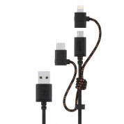 Moshi 3-in-1 Universal Charging Cable - универсален USB кабел с Lightning, microUSB и USB-C конектори (1 метър) (черен)