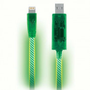 Pilot Electronics Electro Luminescent Cable - светещ кабел за iPhone, iPad и устройства с Lightning порт (зелен)