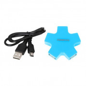 Omega Star 4-Port USB Hub - 4-портов USB 2.0 хъб за компютри и лаптопи (син)