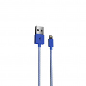Just Wireless Lightning Mesh USB Cable - USB кабел за iPhone, iPad и устройства с Lightning порт (180 см) (син)
