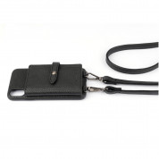 LAVAVIK Cross-Body Phone Purse with Card Compartment - кожен калъф с джоб и лента за врата за iPhone XS Max (черен) 1