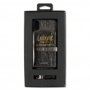 LAVAVIK Cross-Body Phone Purse with Card Compartment - кожен калъф с джоб и лента за врата за iPhone XS Max (сив) 2