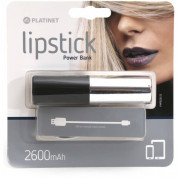 Platinet Lipstick Power Bank 2600mAh + microUSB cable (silver) 2