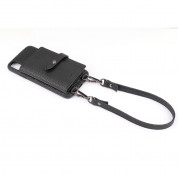 LAVAVIK Cross-Body Phone Purse with Card Compartment - кожен калъф с джоб и лента за врата за iPhone XS (черен)