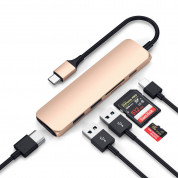 Satechi USB-C Multiport Adapter V2 - мултифункционален хъб за свързване на допълнителна периферия за компютри с USB-C (златист) 3