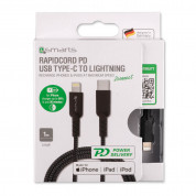 4smarts MFI RAPIDCord PD USB-C to Lightning Cable 1m. - USB-C кабел към Lightning за Apple устройства (черен) 2