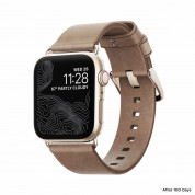 Nomad Strap Modern Slim Leather - кожена (естествена кожа) каишка за Apple Watch 38мм, 40мм (свeтлокафяв-златист)