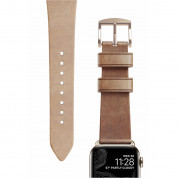Nomad Strap Modern Slim Leather - кожена (естествена кожа) каишка за Apple Watch 38мм, 40мм (свeтлокафяв-златист) 6