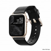 Nomad Strap Modern Slim Leather - кожена (естествена кожа) каишка за Apple Watch 38мм, 40мм, 41мм (черен-златист)