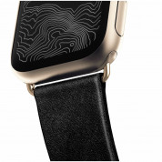 Nomad Strap Modern Slim Leather - кожена (естествена кожа) каишка за Apple Watch 38мм, 40мм (черен-златист) 3