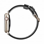 Nomad Strap Modern Slim Leather - кожена (естествена кожа) каишка за Apple Watch 38мм, 40мм, 41мм (черен-златист) 3