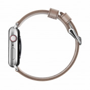 Nomad Strap Modern Slim Leather - кожена (естествена кожа) каишка за Apple Watch 38мм, 40мм (свeтлокафяв-сребрист) 2