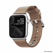 Nomad Strap Modern Slim Leather - кожена (естествена кожа) каишка за Apple Watch 38мм, 40мм (свeтлокафяв-сребрист) 5
