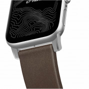 Nomad Strap Modern Leather - кожена (естествена кожа) каишка за Apple Watch 38мм, 40мм, 41мм (кафяв-сребрист) 3