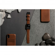 Nomad Strap Modern Leather - кожена (естествена кожа) каишка за Apple Watch 38мм, 40мм, 41мм (кафяв-черен) 7