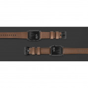 Nomad Strap Modern Leather - кожена (естествена кожа) каишка за Apple Watch 42мм, 44мм, 45мм, Ultra 49мм (кафяв-черен) 7