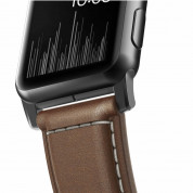 Nomad Strap Traditional Leather - кожена (естествена кожа) каишка за Apple Watch 42мм, 44мм, 45мм (кафяв-черен) 4