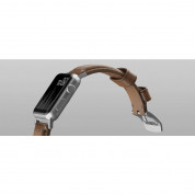 Nomad Strap Traditional Leather - кожена (естествена кожа) каишка за Apple Watch 42мм, 44мм, 45мм, Ultra 49мм  (кафяв-сребрист) 6