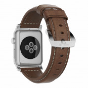 Nomad Strap Traditional Leather - кожена (естествена кожа) каишка за Apple Watch 42мм, 44мм, 45мм, Ultra 49мм  (кафяв-сребрист) 1