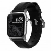Nomad Strap Traditional Leather Black Connector Silver 42mm, 44 mm, 45 mm