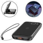 Baseus Mini S Bracket Power Bank 10W Wireless Charger 10000mAh  - външна батерия с USB и USB-C изходи и с технология за безжично зареждане (черен) 4