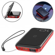 Baseus Mini S Bracket Power Bank 10W Wireless Charger 10000mAh - външна батерия с USB и USB-C изходи и с технология за безжично зареждане (черен-червен) 3