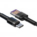 Baseus Cafule Quick Charge USB-C Cable (CATKLF-PG1) - кабел с въжена оплетка и бързо зареждане за устройства с USB-C порт (100 см) (черен) 3