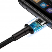 Baseus Cafule Quick Charge USB-C Cable (CATKLF-PG1) - кабел с въжена оплетка и бързо зареждане за устройства с USB-C порт (100 см) (черен) 4