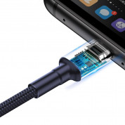 Baseus Cafule Quick Charge USB-C Cable (CATKLF-PV3) - кабел с въжена оплетка и бързо зареждане за устройства с USB-C порт (100 см) (тъмносин) 4