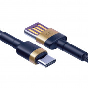 Baseus Cafule Quick Charge USB-C Cable (CATKLF-PV3) - кабел с въжена оплетка и бързо зареждане за устройства с USB-C порт (100 см) (тъмносин) 2