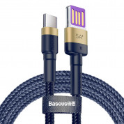 Baseus Cafule Quick Charge USB-C Cable (CATKLF-PV3) - кабел с въжена оплетка и бързо зареждане за устройства с USB-C порт (100 см) (тъмносин)