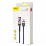Baseus Cafule Quick Charge USB-C Cable (CATKLF-PV3) - кабел с въжена оплетка и бързо зареждане за устройства с USB-C порт (100 см) (тъмносин) 6