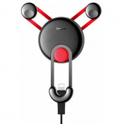 Baseus YY Car Mount Holder - поставка за радиатора на кола за смартфони с дисплеи до 6.5 инча и USB-C кабел (100 см) (червена)