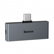 Baseus USB-C Male + 3.5mm Female Adapter L57 - пасивен адаптер USB-C към 3.5 мм. аудио изход и USB-C изход за устройства с USB-C порт (тъмносив) 1