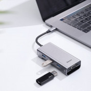 Baseus USB-C Square Desk Series Hub CATXF-A0G - мултифункционален хъб за свързване на допълнителна периферия за устройства с USB-C (тъмносив) 6