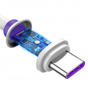 Baseus Purple Ring Quick Charge USB-C Cable - бърз USB-C кабел (5A) за устройства с USB-C порт (100 см) (бял) 3