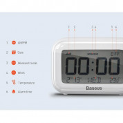 Baseus Subai Clock - часовник с будилник, LED дисплей и термометър (бял) 2