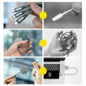 Baseus Fabric 3-in-1 Flexible Cable USB (CAMLT-BYG1) - универсален USB кабел с Lightning, microUSB и USB-C конектори (120 см) (сив) 7